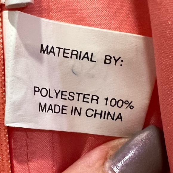 Jordan Peach Satin Rosette Long Evening Gown. Size 10. - Picture 7 of 10